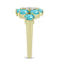 Inel din Argint 925 Placat cu Aur ( 2.98 grame ) cu Cuarț Paraiba și Topaz Alb 1.3 Carate
