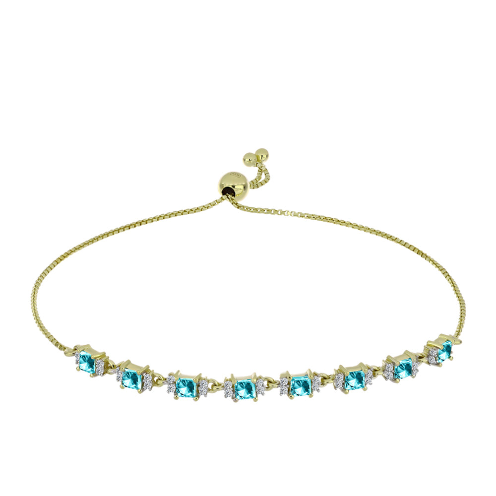 Brățară din Argint 925 Placat cu Aur ( 4.31 grame ) cu Cuarț Paraiba și Topaz Alb 1.35 Carate 1 