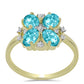 Inel din Argint 925 Placat cu Aur ( 2.91 grame ) cu Cuarț Paraiba și Topaz Alb 1.68 Carate