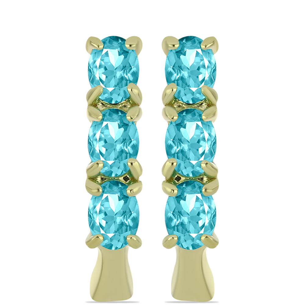 Cercei din Argint 925 Placat cu Aur ( 2.67 grame ) cu Cuarț Paraiba 0.88 Carate
