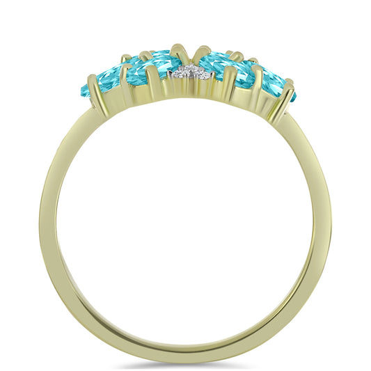 Inel din Argint 925 Placat cu Aur ( 2.75 grame ) cu Cuarț Paraiba și Topaz Alb 1.18 Carate