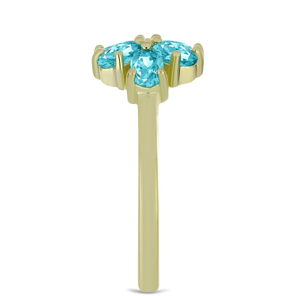 Inel din Argint 925 Placat cu Aur ( 2.75 grame ) cu Cuarț Paraiba și Topaz Alb 1.18 Carate