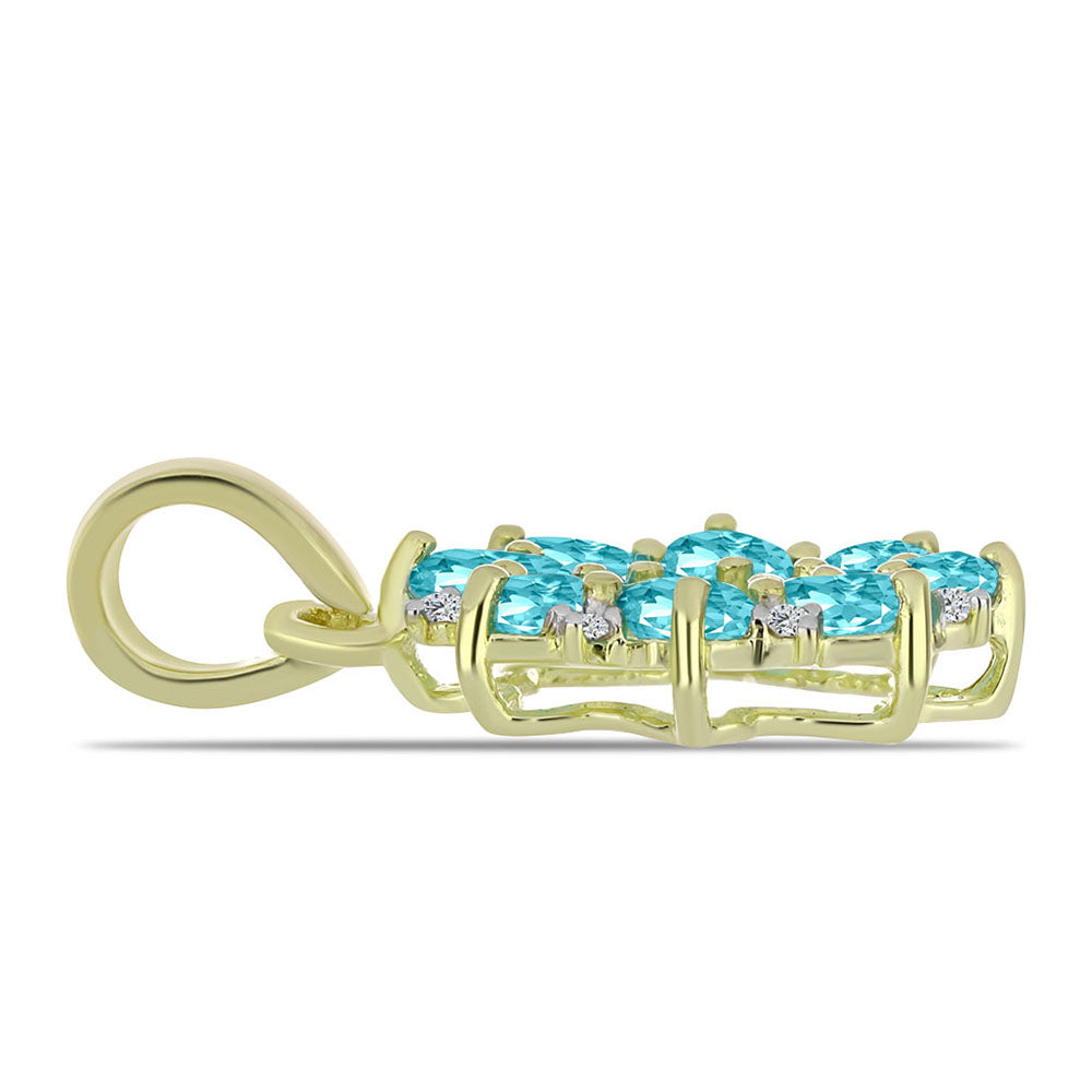 Pandantiv din Argint 925 Placat cu Aur ( 1.35 grame ) cu Cuarț Paraiba și Topaz Alb 1.28 Carate 4 