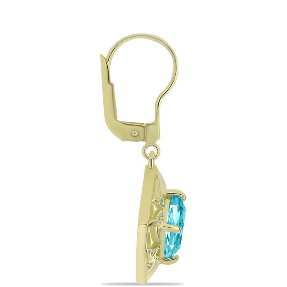 Cercei din Argint 925 Placat cu Aur ( 3.93 grame ) cu Cuarț Paraiba 2.86 Carate 4 
