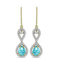 Cercei din Argint 925 Placat cu Aur ( 3.46 grame ) cu Cuarț Paraiba și Topaz Alb 3.07 Carate