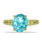 Inel din Argint 925 Placat cu Aur ( 3.17 grame ) cu Cuarț Paraiba 4.5 Carate