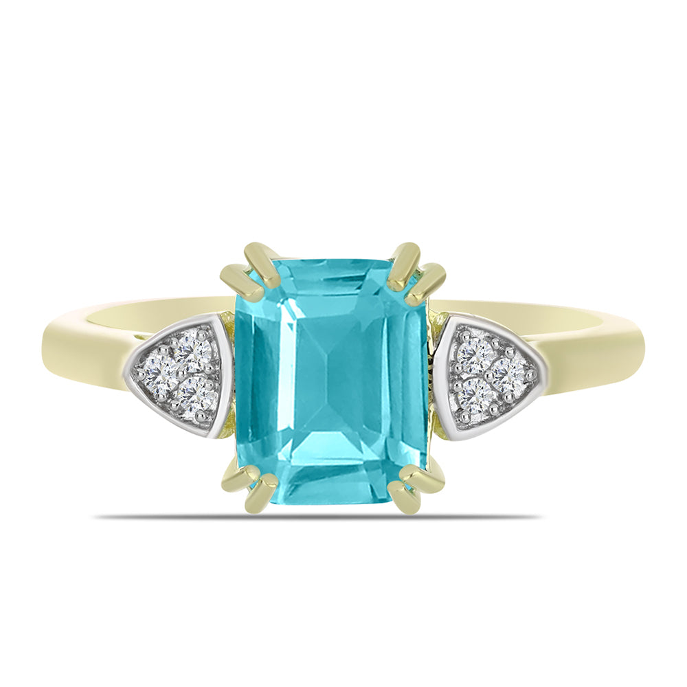 Inel din Argint 925 Placat cu Aur ( 2.55 grame ) cu Cuarț Paraiba și Topaz Alb 2.04 Carate 1 