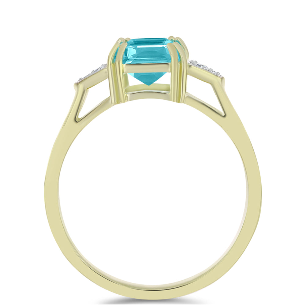 Inel din Argint 925 Placat cu Aur ( 2.55 grame ) cu Cuarț Paraiba și Topaz Alb 2.04 Carate 2 