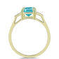 Inel din Argint 925 Placat cu Aur ( 2.55 grame ) cu Cuarț Paraiba și Topaz Alb 2.04 Carate