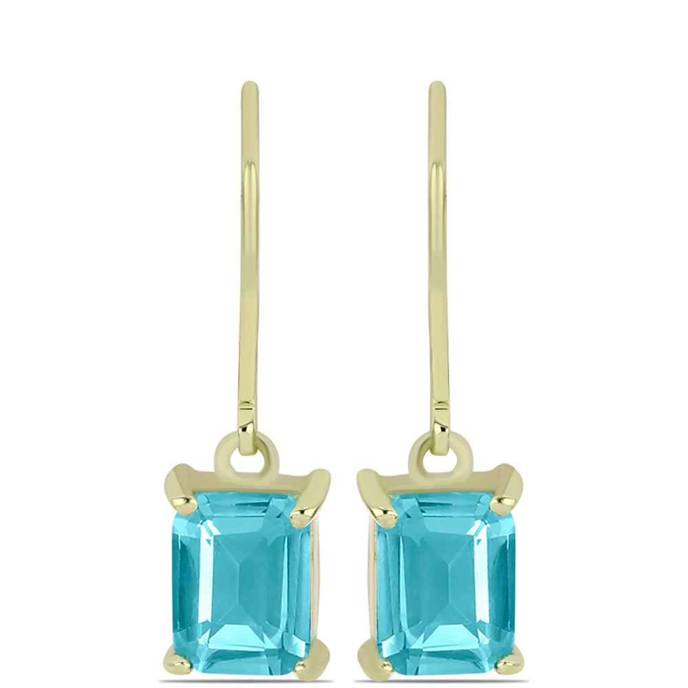 Cercei din Argint 925 Placat cu Aur ( 2.15 grame ) cu Cuarț Paraiba 2.68 Carate