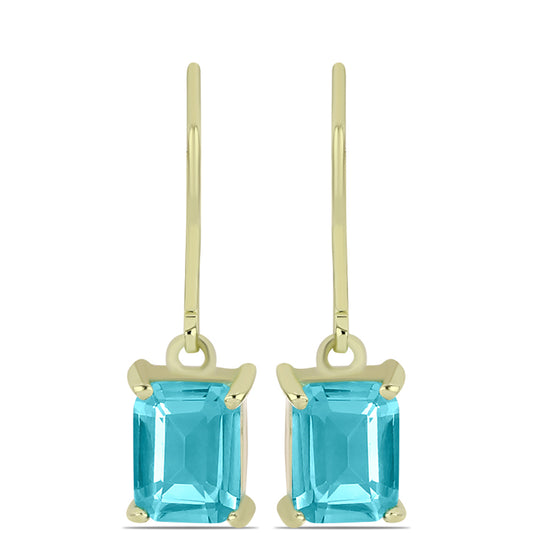 Cercei din Argint 925 Placat cu Aur ( 2.15 grame ) cu Cuarț Paraiba 2.68 Carate