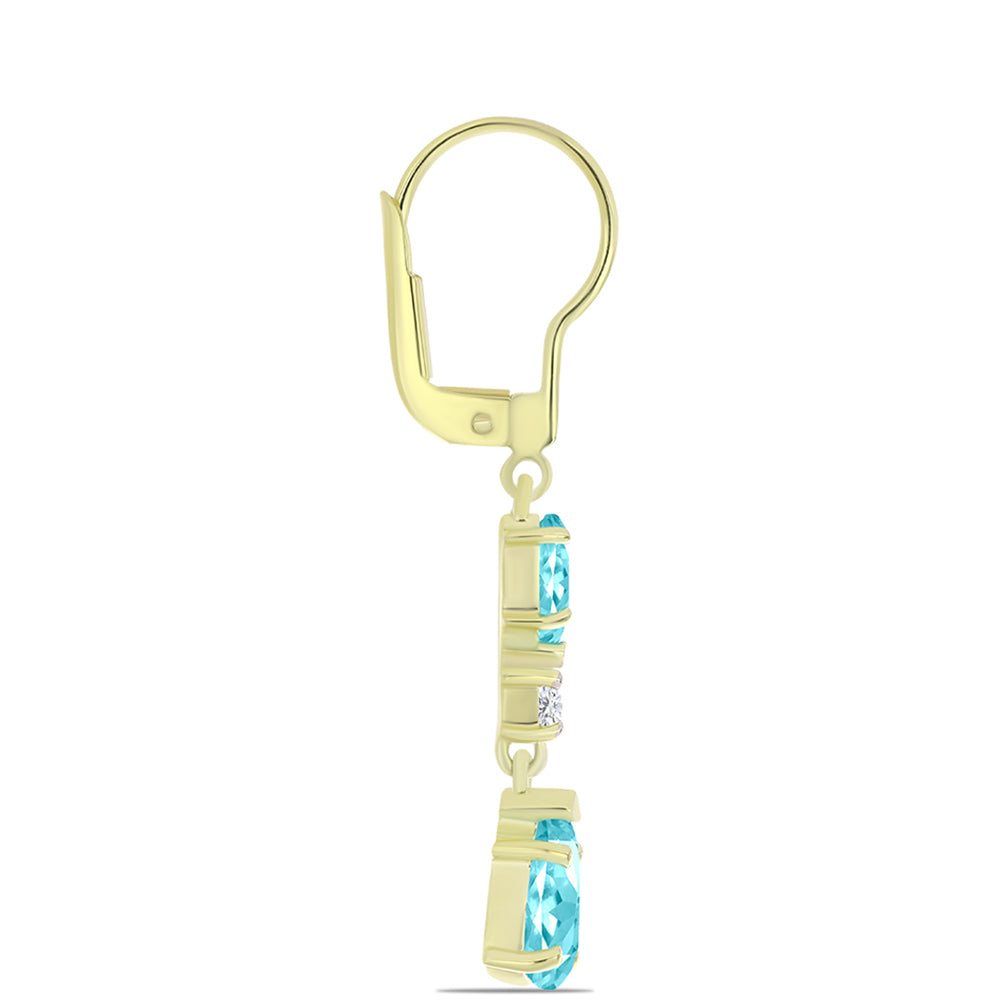 Cercei din Argint 925 Placat cu Aur ( 2.63 grame ) cu Cuarț Paraiba și Topaz Alb 2.99 Carate