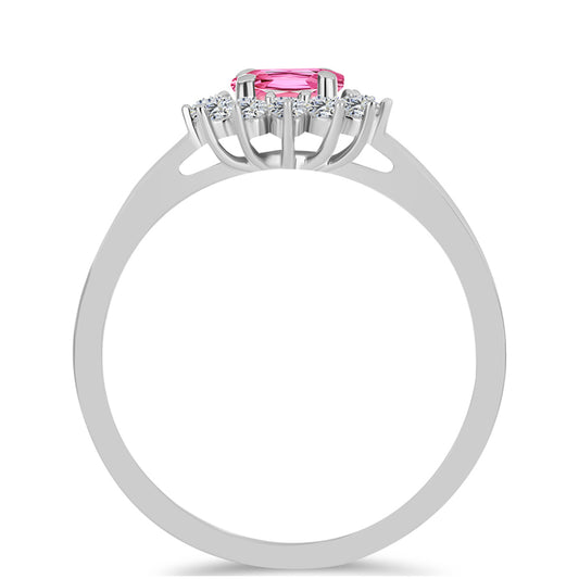 Inel din Argint 925 ( 2.46 grame ) cu Turmalină Roz Pelmadulla și Topaz Alb 0.52 Carate