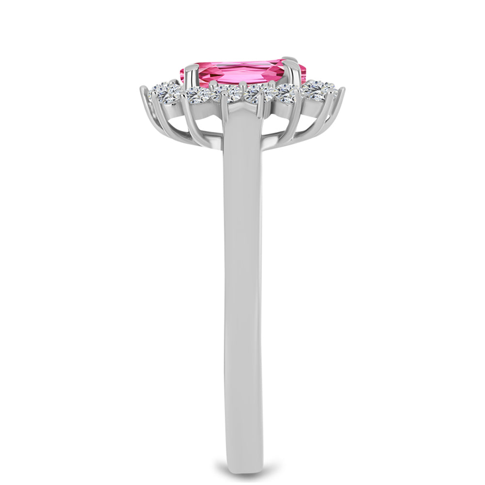 Inel din Argint 925 ( 2.46 grame ) cu Turmalină Roz Pelmadulla și Topaz Alb 0.52 Carate 4 