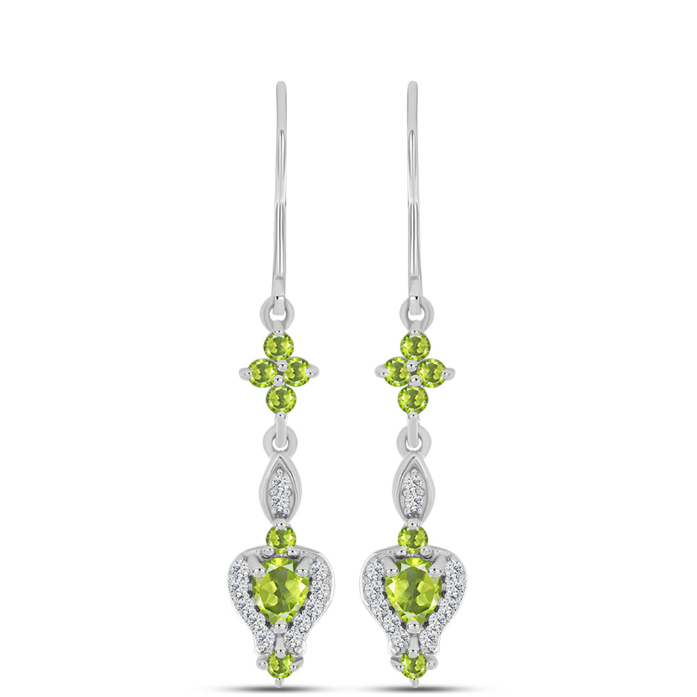 Cercei din Argint 925 ( 3.21 grame ) cu Peridot Changbai și Topaz Alb 1.29 Carate 1 