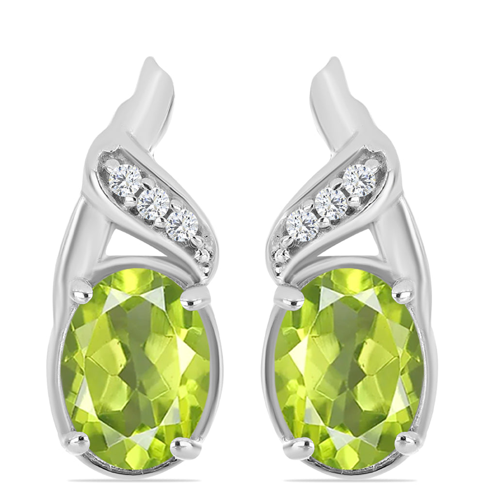 Cercei din Argint 925 ( 3.55 grame ) cu Peridot Changbai și Topaz Alb 2.7 Carate