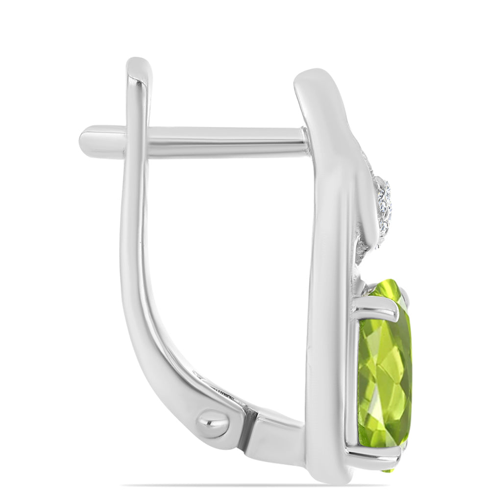 Cercei din Argint 925 ( 3.55 grame ) cu Peridot Changbai și Topaz Alb 2.7 Carate 2 