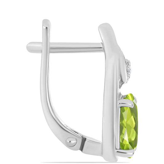 Cercei din Argint 925 ( 3.55 grame ) cu Peridot Changbai și Topaz Alb 2.7 Carate