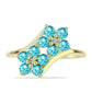 Inel din Argint 925 Placat cu Aur ( 2.35 grame ) cu Cuarț Paraiba și Topaz Alb 1.36 Carate