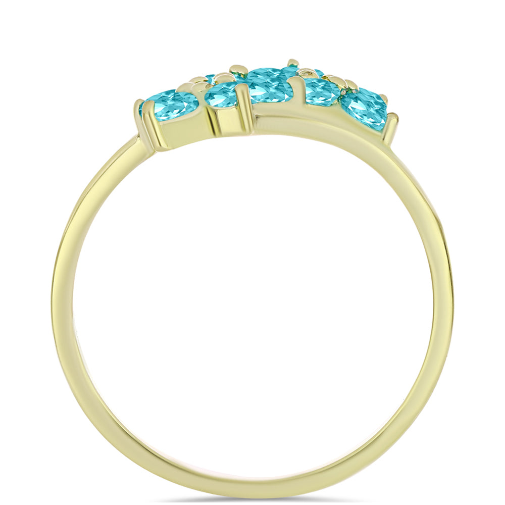 Inel din Argint 925 Placat cu Aur ( 2.35 grame ) cu Cuarț Paraiba și Topaz Alb 1.36 Carate 2 