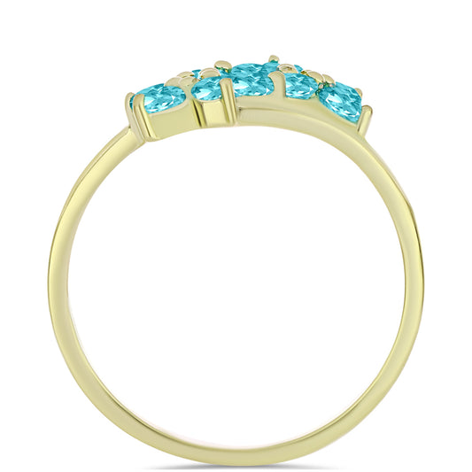 Inel din Argint 925 Placat cu Aur ( 2.35 grame ) cu Cuarț Paraiba și Topaz Alb 1.36 Carate