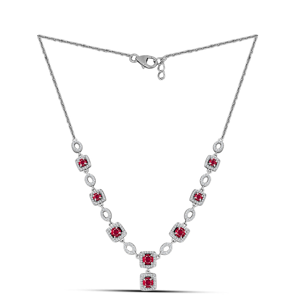 Colier din Argint 925 ( 11.49 grame ) cu Rubin Malagasy și Topaz Alb 6.06 Carate