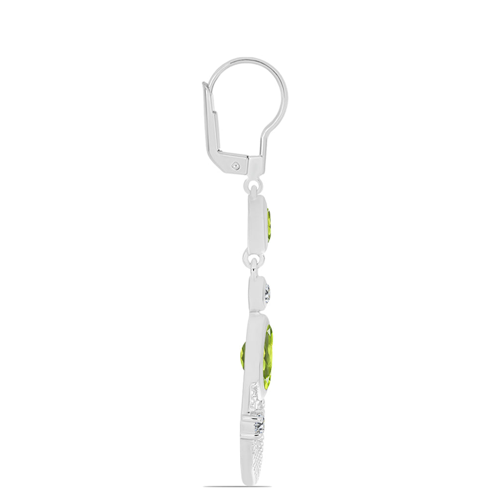 Cercei din Argint 925 ( 4.79 grame ) cu Peridot Changbai și Topaz Alb 3.38 Carate 4 