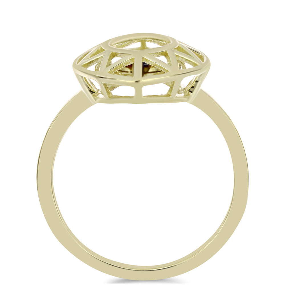Inel din Argint 925 Placat cu Aur ( 2.4 grame ) cu Diamant Albastru Dansator 0.01 Carate 2 