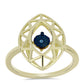 Inel din Argint 925 Placat cu Aur ( 2.4 grame ) cu Diamant Albastru Dansator 0.01 Carate