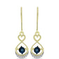 Cercei din Argint 925 Placat cu Aur ( 2.81 grame ) cu Diamant Albastru Dansator și Topaz Alb 0.12 Carate