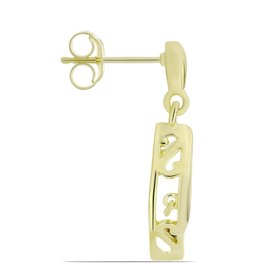 Cercei din Argint 925 Placat cu Aur ( 3.16 grame ) cu Diamant Albastru Dansator 0.02 Carate