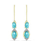 Cercei din Argint 925 Placat cu Aur ( 2.68 grame ) cu Cuarț Paraiba și Topaz Alb 2.24 Carate