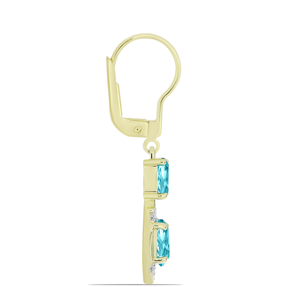 Cercei din Argint 925 Placat cu Aur ( 2.68 grame ) cu Cuarț Paraiba și Topaz Alb 2.24 Carate 2 