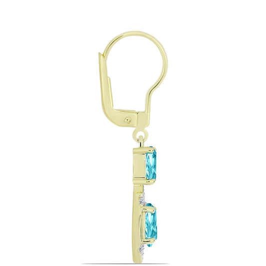 Cercei din Argint 925 Placat cu Aur ( 2.68 grame ) cu Cuarț Paraiba și Topaz Alb 2.24 Carate