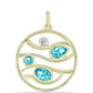 Pandantiv din Argint 925 Placat cu Aur ( 2.83 grame ) cu Cuarț Paraiba și Topaz Alb 0.89 Carate