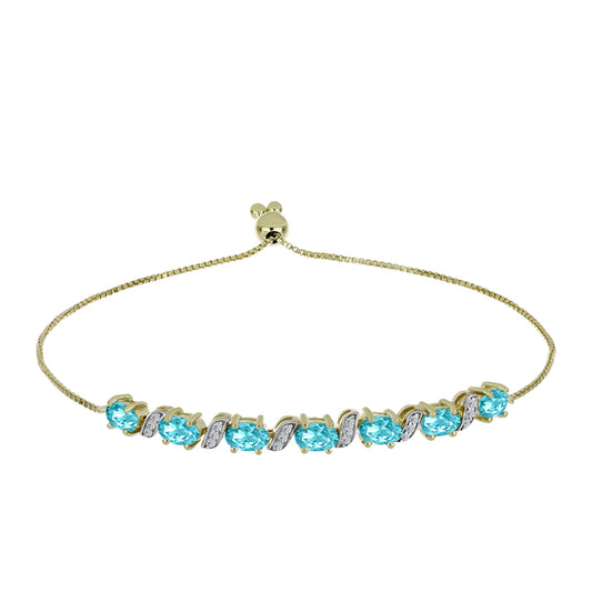 Brățară din Argint 925 Placat cu Aur ( 5.57 grame ) cu Cuarț Paraiba și Topaz Alb 2.9 Carate