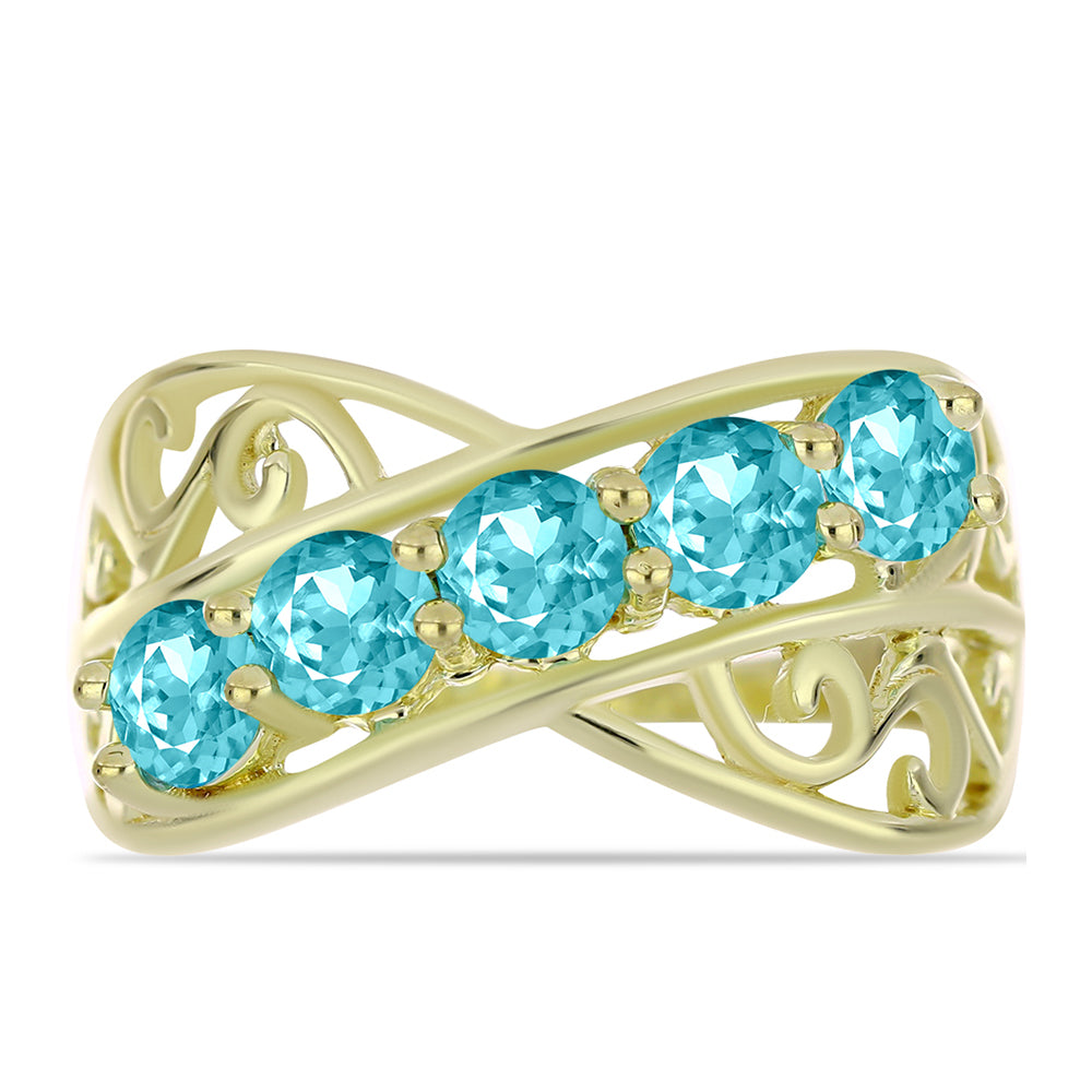 Inel din Argint 925 Placat cu Aur ( 3.4 grame ) cu Cuarț Paraiba 1.2 Carate 1 