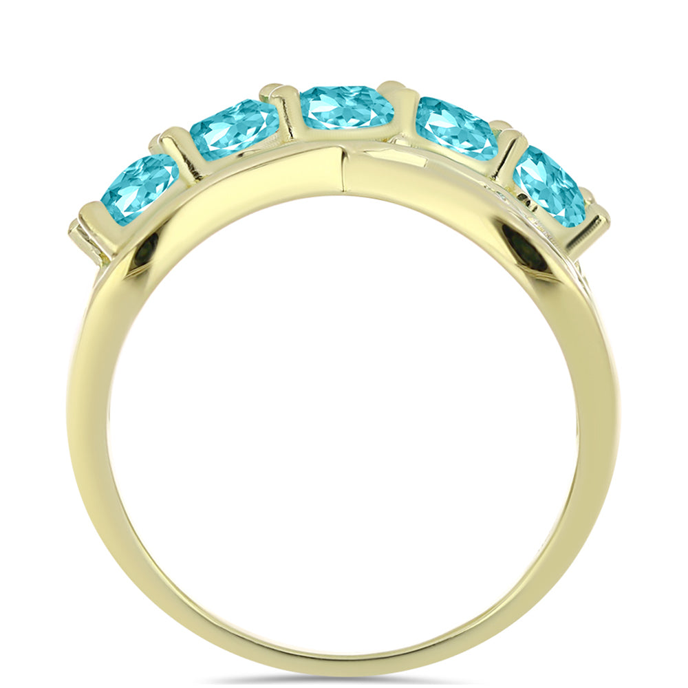 Inel din Argint 925 Placat cu Aur ( 3.4 grame ) cu Cuarț Paraiba 1.2 Carate 2 