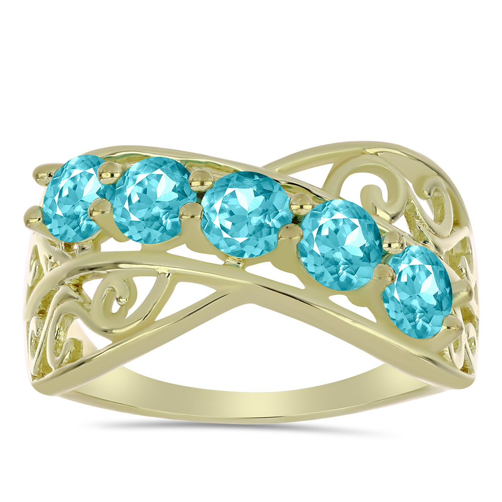 Inel din Argint 925 Placat cu Aur ( 3.4 grame ) cu Cuarț Paraiba 1.2 Carate