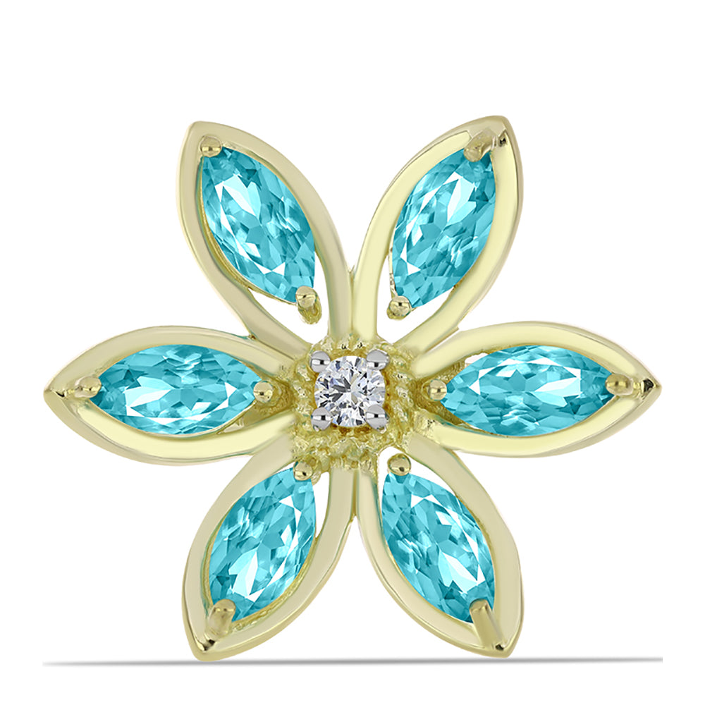 Inel din Argint 925 Placat cu Aur ( 4.86 grame ) cu Cuarț Paraiba și Topaz Alb 2.68 Carate 1 