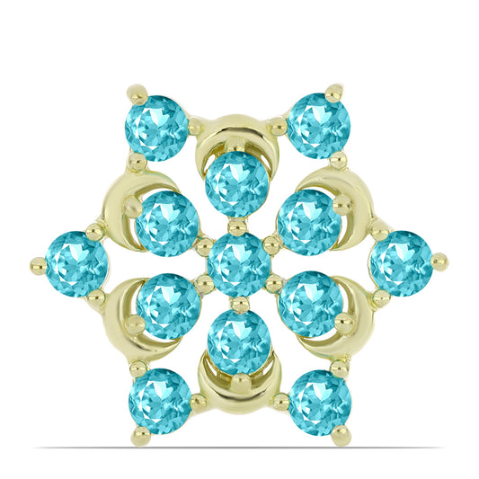 Broşă din Argint 925 Placat cu Aur ( 2.36 grame ) cu Cuarț Paraiba 1.73 Carate