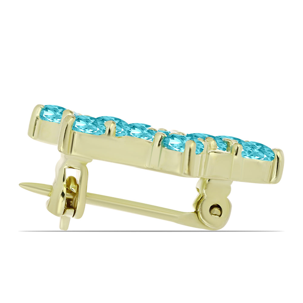 Broşă din Argint 925 Placat cu Aur ( 2.36 grame ) cu Cuarț Paraiba 1.73 Carate 2 