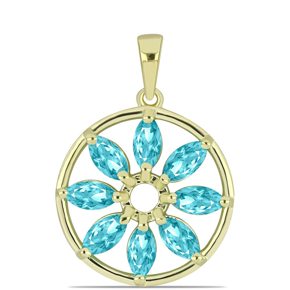 Pandantiv din Argint 925 Placat cu Aur ( 2.31 grame ) cu Cuarț Paraiba 1.65 Carate 1 