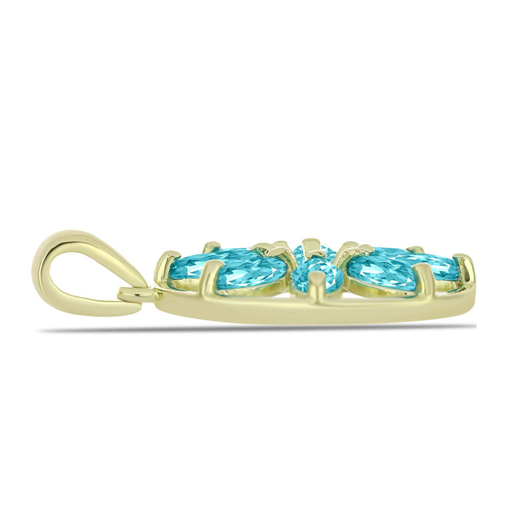 Pandantiv din Argint 925 Placat cu Aur ( 2.31 grame ) cu Cuarț Paraiba 1.65 Carate 2 