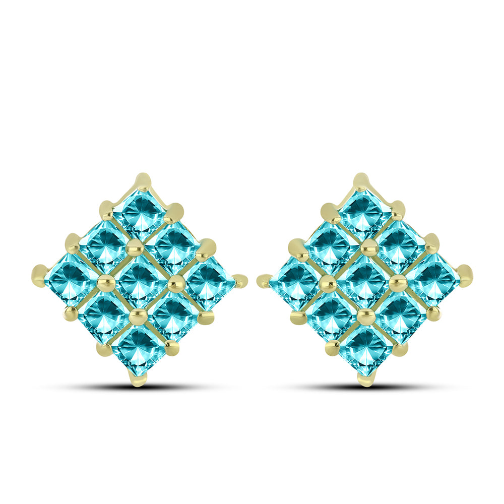 Cercei din Argint 925 Placat cu Aur ( 3.95 grame ) cu Cuarț Paraiba 2.29 Carate 1 