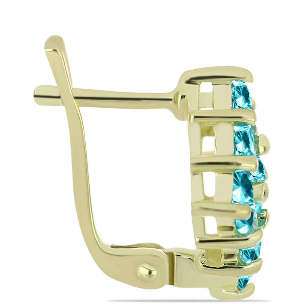 Cercei din Argint 925 Placat cu Aur ( 3.95 grame ) cu Cuarț Paraiba 2.29 Carate 4 