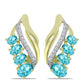 Cercei din Argint 925 Placat cu Aur ( 4.72 grame ) cu Cuarț Paraiba și Topaz Alb 2.07 Carate