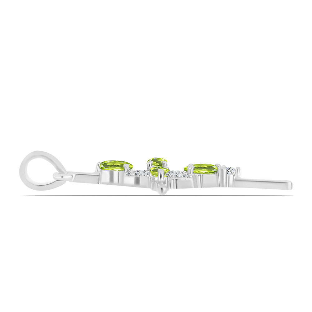 Cruce Pandantiv din Argint 925 ( 2.23 grame ) cu Peridot Changbai și Topaz Alb 1 Carate 2 