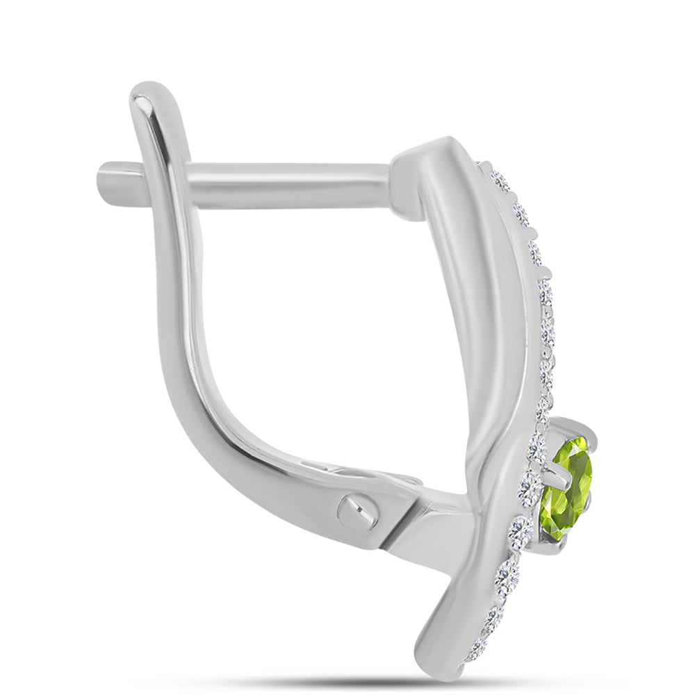 Cercei din Argint 925 ( 3.44 grame ) cu Peridot Changbai și Topaz Alb 0.59 Carate 2 