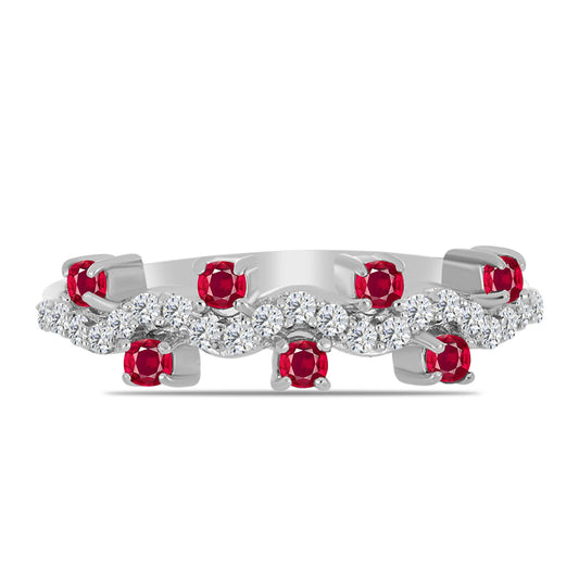 Inel din Argint 925 ( 2.09 grame ) cu Rubin Malagasy și Topaz Alb 0.6 Carate